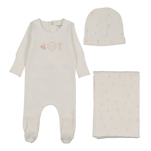 Bee & Dee Watercolor Bib Layette Set - White Girls