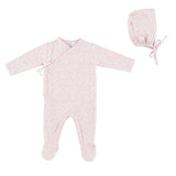 Bebe Organic Idra Footie And Bonnet - Pink Leaves