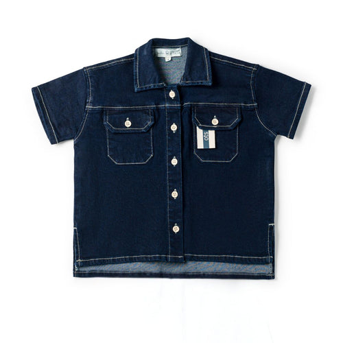 Birnham On The Sea Boys Button Down Shirt - Indigo