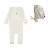 Lil Legs Multirib Star Footie & Bonnet - Winter White