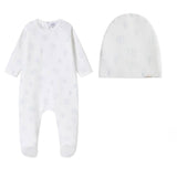Oubon Teddy All Over Print Footie And Hat - Blue