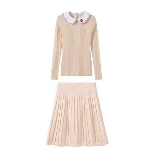 Nou Nelle Peach Knit Sweater And Skirt Set