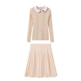 Nou Nelle Peach Knit Sweater And Skirt Set