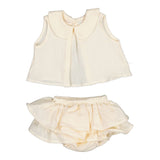 Cotton Little Things Round Collar Baby Blouse and Ruffle Bloomer Set - Crudo *runs big*