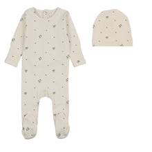 Load image into Gallery viewer, Lilette Rosebud Footie And Hat Set - Cream/Blue