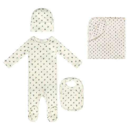 Little Parni Floral 4 Piece Layette Set (K663 & K665) - Light Blue
