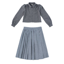 Load image into Gallery viewer, Kipp Cynthia Pinstripe Shirt And Skirt Set - Grey