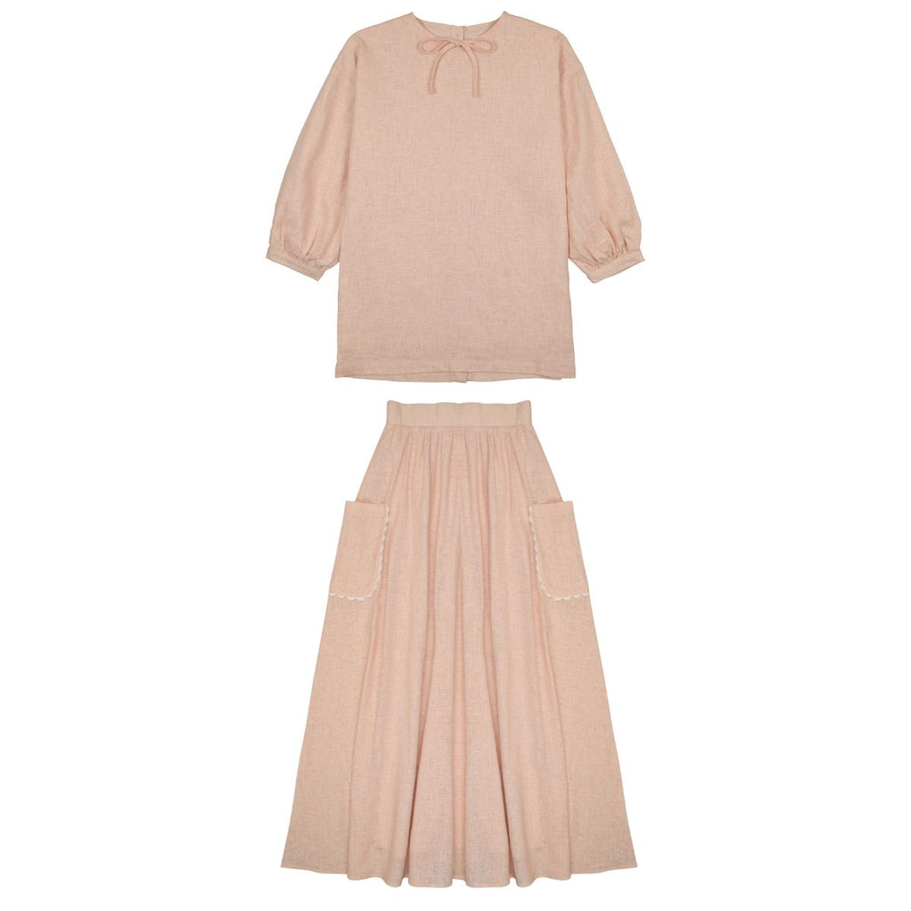 Ann Of Nan Oak Teens Oversized Shirt And Maxi Skirt Set - Hush Pink