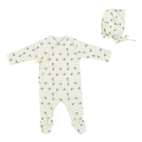 Bebe Organic Estella Footie And Bonnet - Sky Heart Blooms