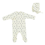 Bebe Organic Estella Footie And Bonnet - Sky Heart Blooms