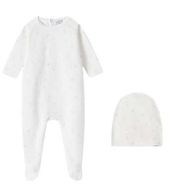 Oubon Boys Tulip Print Footie And Hat