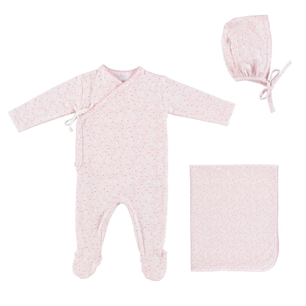 Bebe Organic Idra Layette Set - Pink Leaves