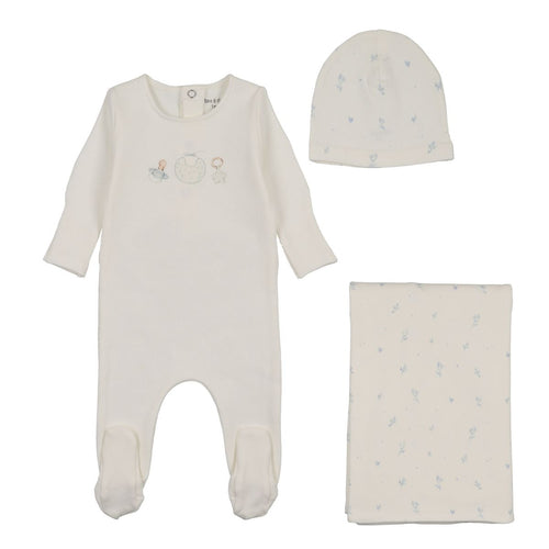 Bee & Dee Watercolor Bib Layette Set - White Boys