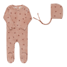 Load image into Gallery viewer, Ely's &amp; Co Velour Leaf Pattern Collection Footie And Bonnet - Pink