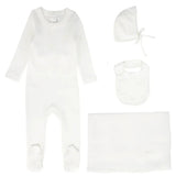 Little Parni Ribbed Pico Gift Box Layette Set + Blanket (K551) - Ivory