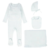 Little Parni Ribbed Pico Gift Box Layette Set + Blanket (K551) - Light Blue
