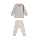 Oubon Contrast Stitch Sweat Set - Stone