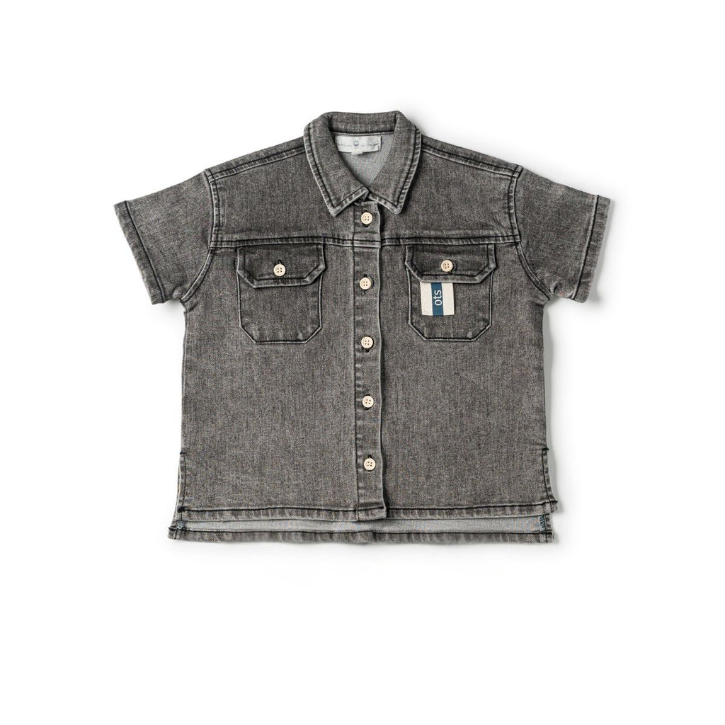 Birnham On The Sea Boys Button Down Shirt - Black Wash