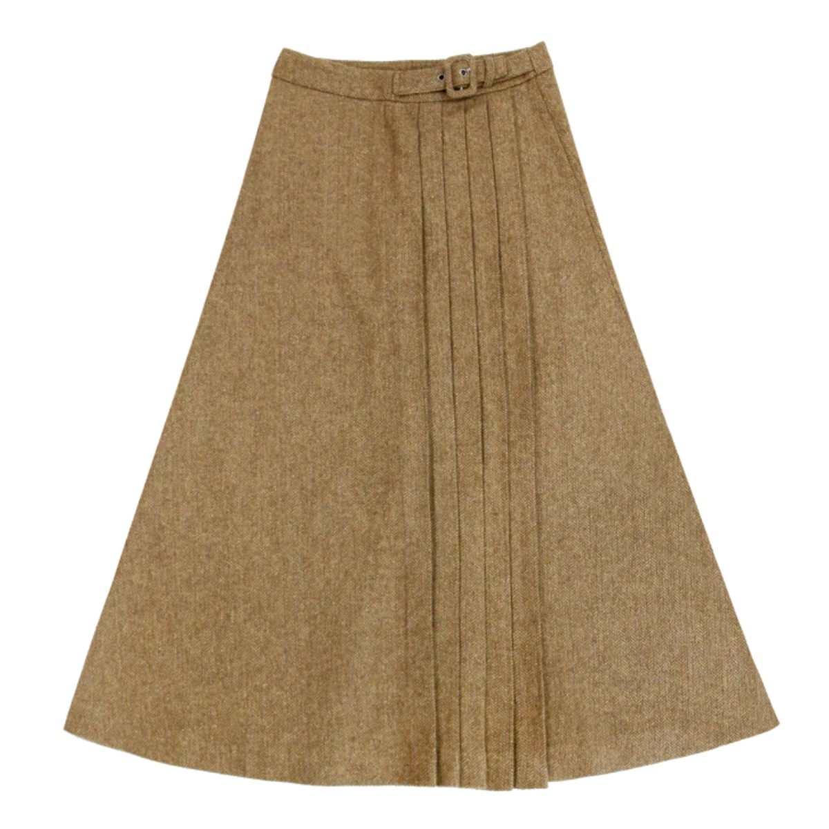 Coco Blanc Mocha Herringbone Side Buckle Skirt – Moonlight