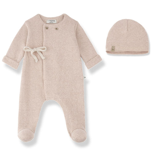 1+ In The Family Havre Footie and Hat - Nude