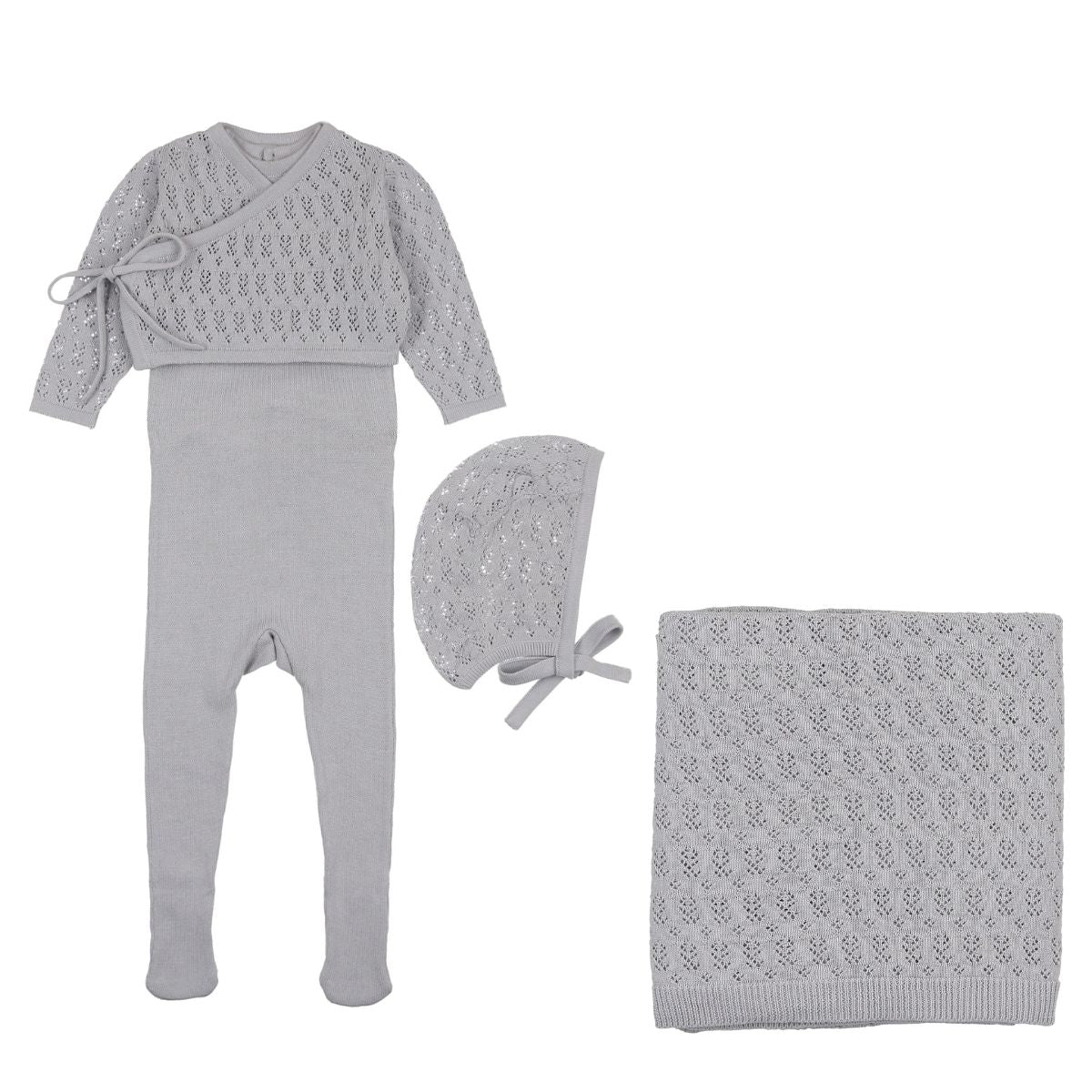 Cream Dotty Knit Footie Set