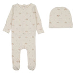 Lilette Rosebud Footie And Hat Set - Cream/Pink