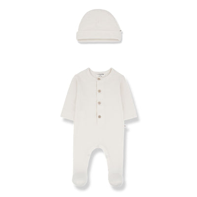 1+ in the Family Nino Footie & hat - Ecru