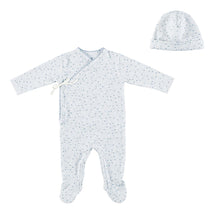 Load image into Gallery viewer, Bebe Organic Iver Footie And Hat - Blue Leaves
