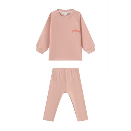 Oubon Embroidered Sweat Set - Blush