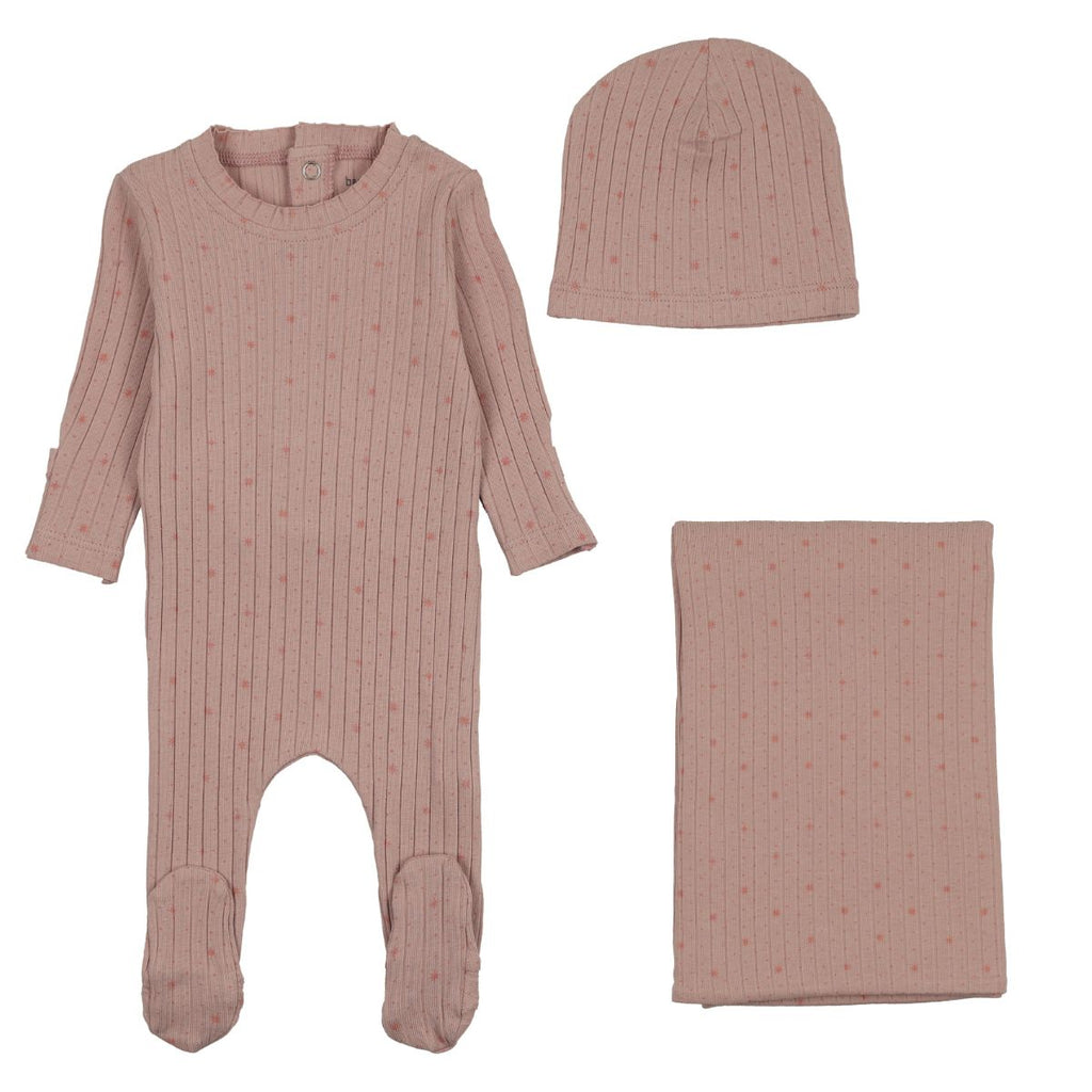 Bee & Dee Stars And Dots Layette Set - Tea Rose