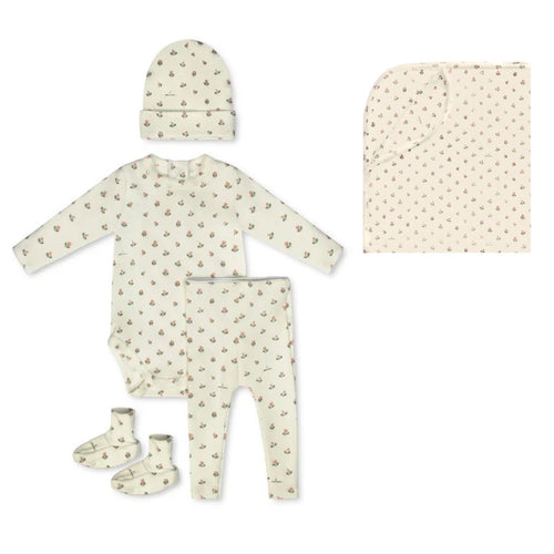 Little Parni Floral Two Piece Layette Set (K664 & K665) - Pink