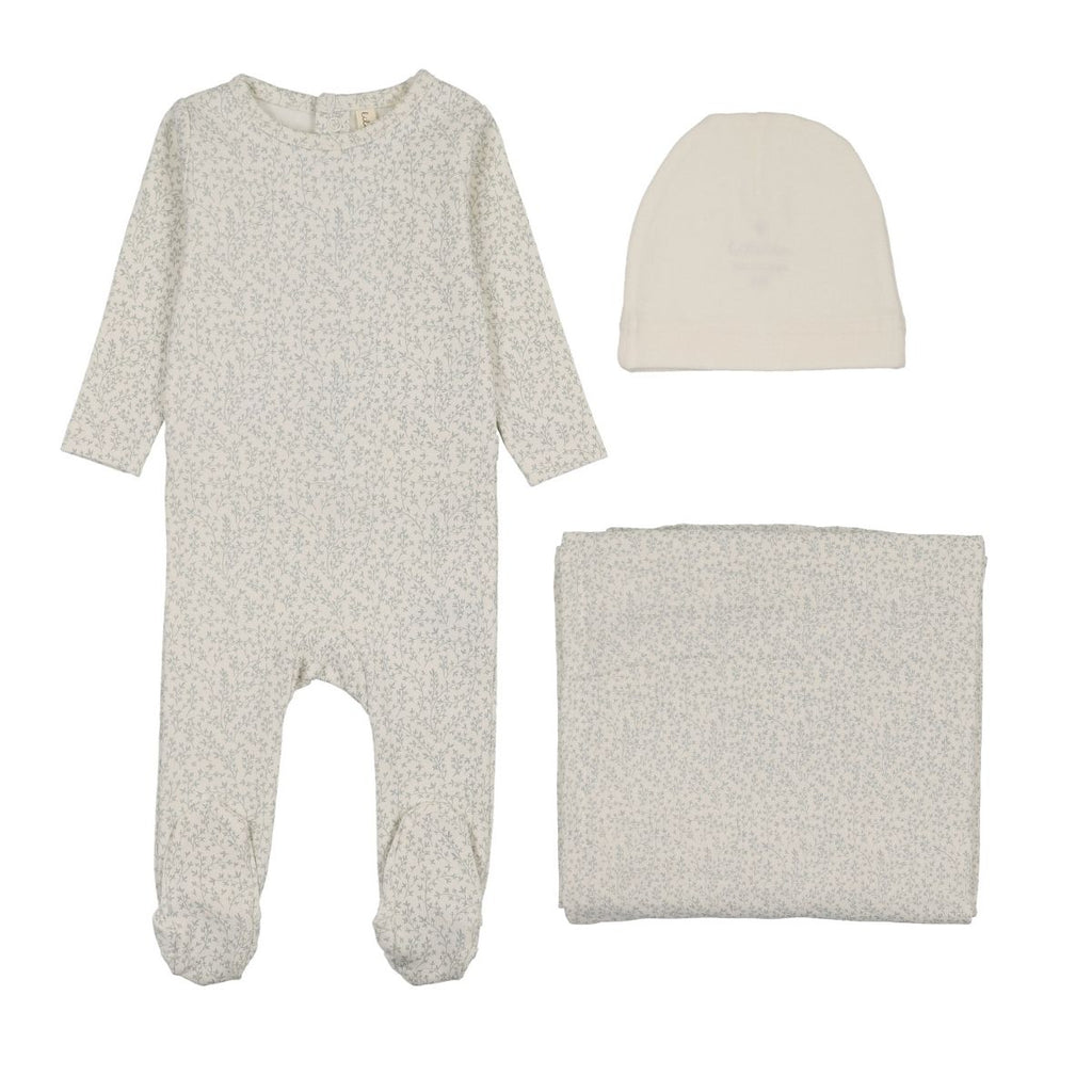 Lilette Leaf Trail Layette Set - Cream/Blue