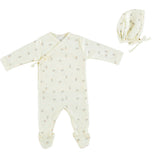 Bebe Organic Ayla Footie And Bonnet - Pink Branch