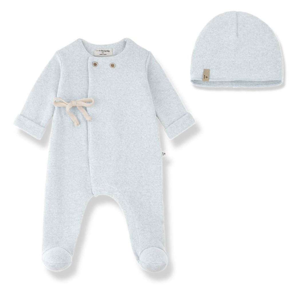 1+ In The Family Havre Footie and Hat - Ciel