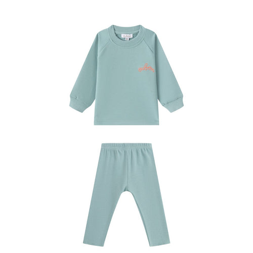 Oubon Embroidered Sweat Set - Teal