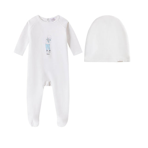 Oubon Child With Shawl Footie And Hat - Blue