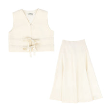 Load image into Gallery viewer, Valentina Bow Front Vest And Waisted A-Line Maxi Skirt Set - Cream