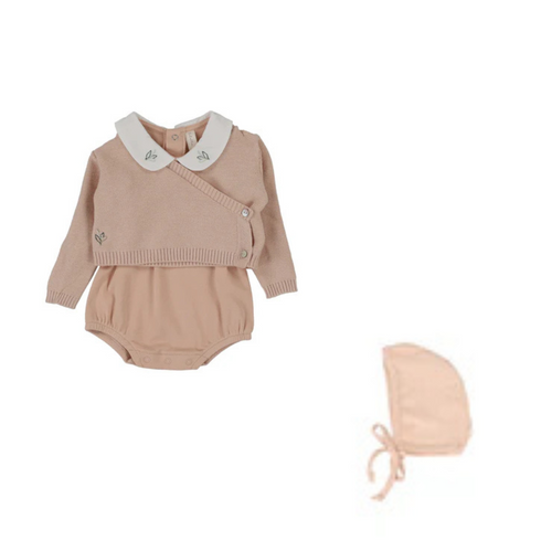 Lilette Knit Wrap Onesie Set - Soft Pink