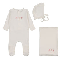 Load image into Gallery viewer, Bee &amp; Dee Rattles Pointelle Layette Set - Chalk White Girls