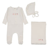 Bee & Dee Rattles Pointelle Layette Set - Chalk White Girls