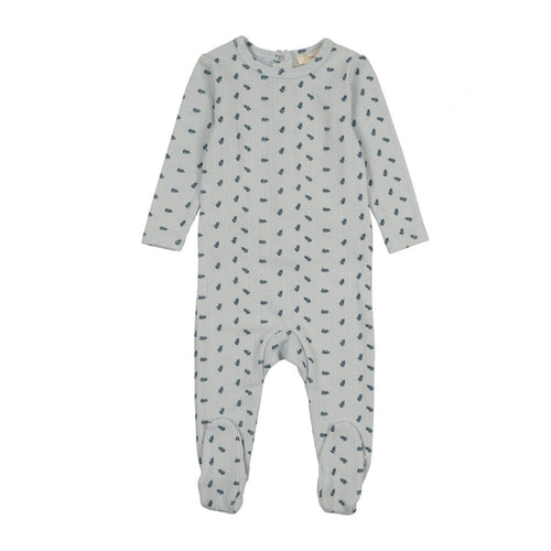 Lil Legs Dainty Print Footie & Hat - Blue Branch