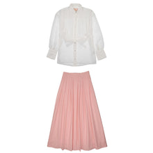 Load image into Gallery viewer, Little Tempest Taffeta Teens Maxi Skirt And Pintuck Shirt Set - Salmon/White
