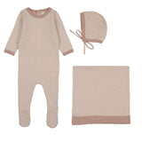Lilette Two Tone Knit Layette Set - Dusty Pink