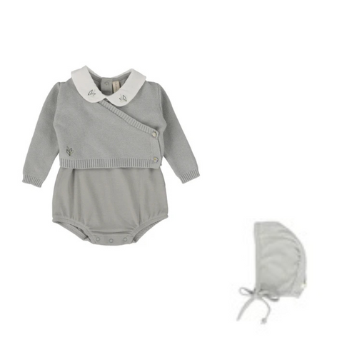Lilette Knit Wrap Onesie Set - Soft Blue