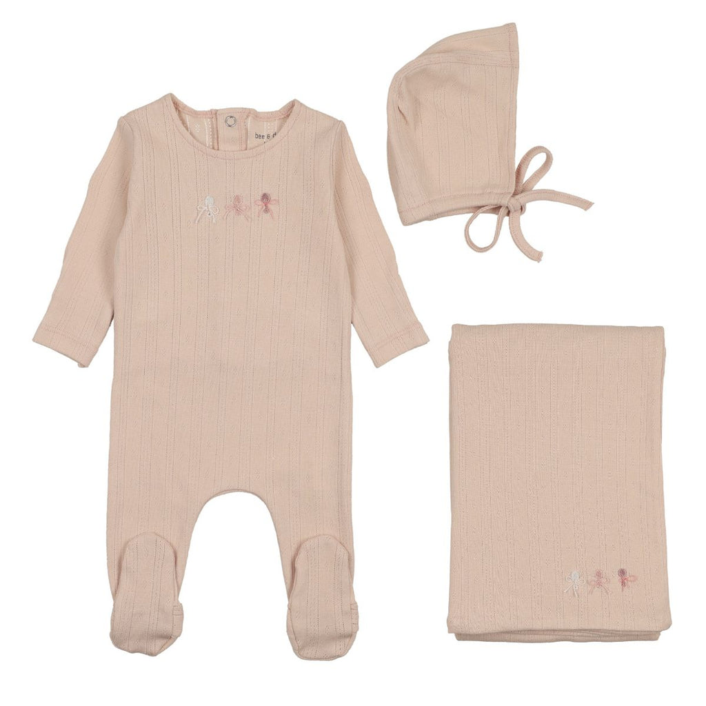 Bee & Dee Rattles Pointelle Layette Set - Pastel Pink