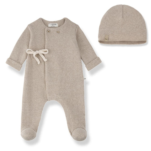 1+ In The Family Havre Footie and Hat - Beige