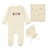 Lil Legs Embroidered Fruit Layette Set - Ivory/Strawberry