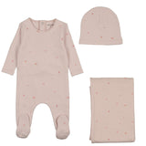 Bee & Dee Bow Print Layette Set - Dusty Pink