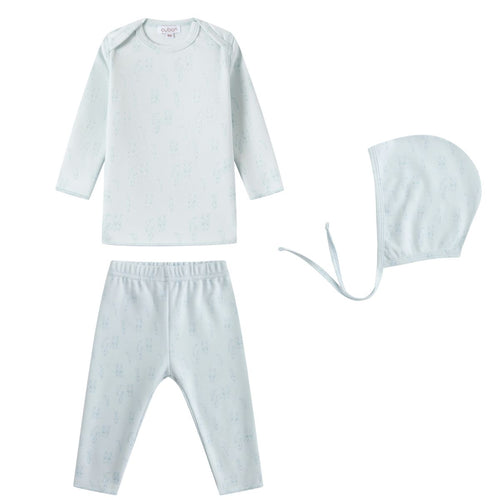 Oubon Boys Bunny Print Two Piece Set And Bonnet