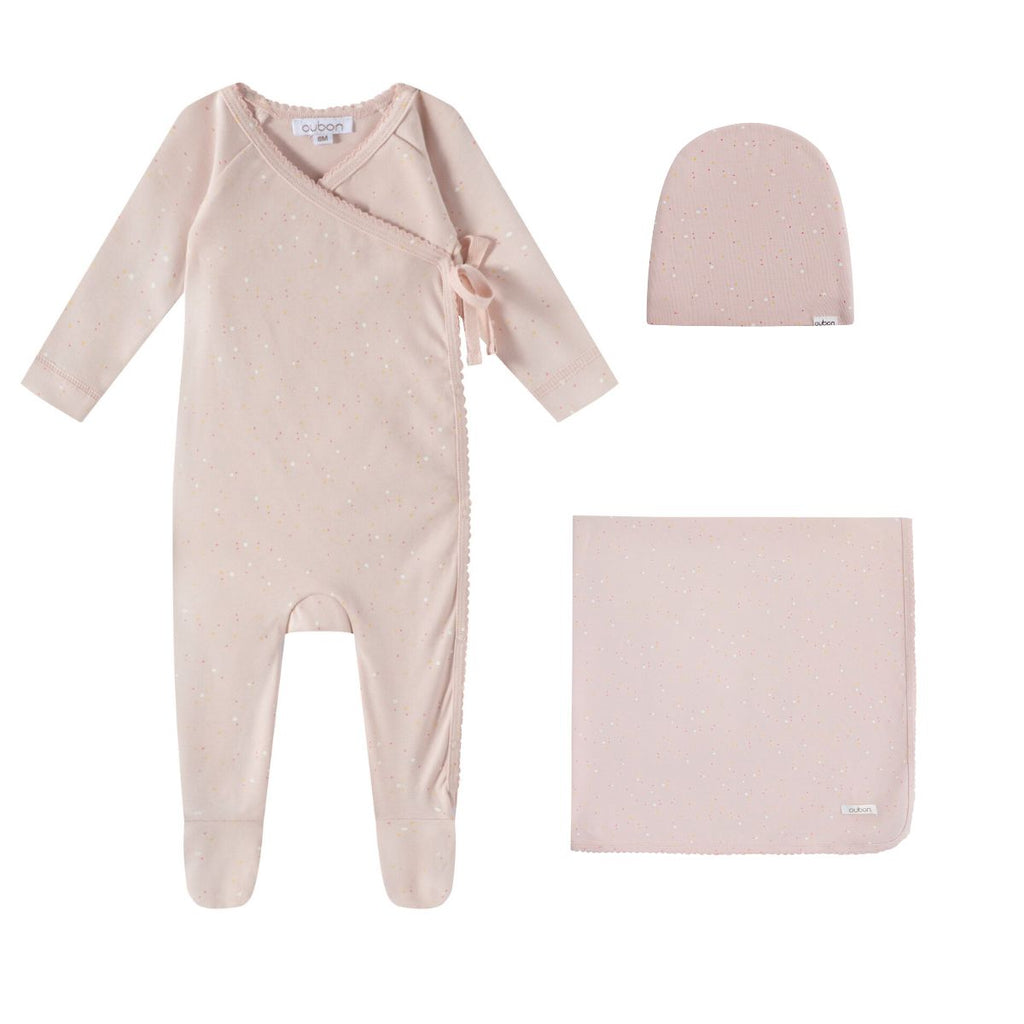Oubon Pink All Over Dot Print Layette Set